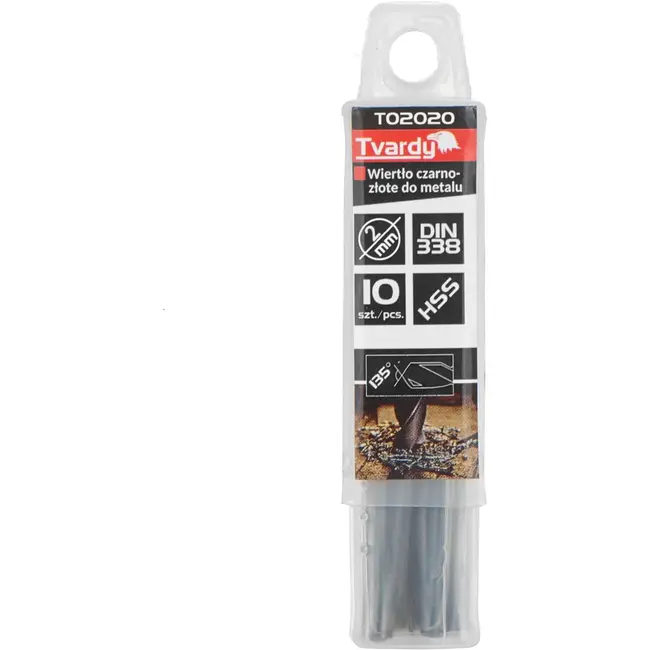 Tvardy Metaalboor - HSS 2mm - TiN Coating - Zwart/Goud - Slijphoek 135° - 10 stuks