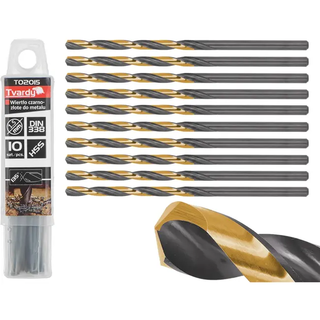 Tvardy Metaalboor - HSS 1,50 mm - TiN Coating - Zwart & Goud - Lange Levensduur - 10 stuks