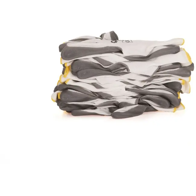 GEKO Katoenen werkhandschoenen - nitrilcoating - maat 8 - wit/grijs - 12 stuks