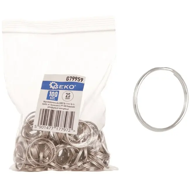 GEKO Metalen sleutelhangers - 25 mm - set van 100 stuks