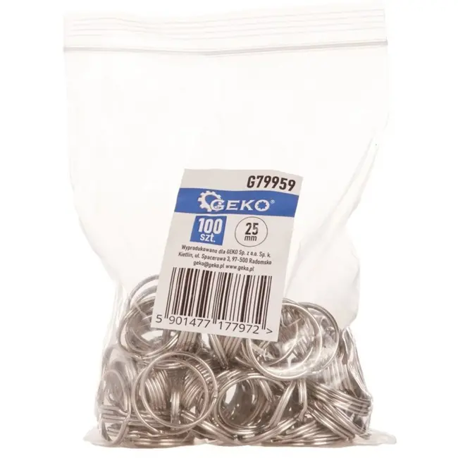 GEKO Metalen sleutelhangers - 25 mm - set van 100 stuks