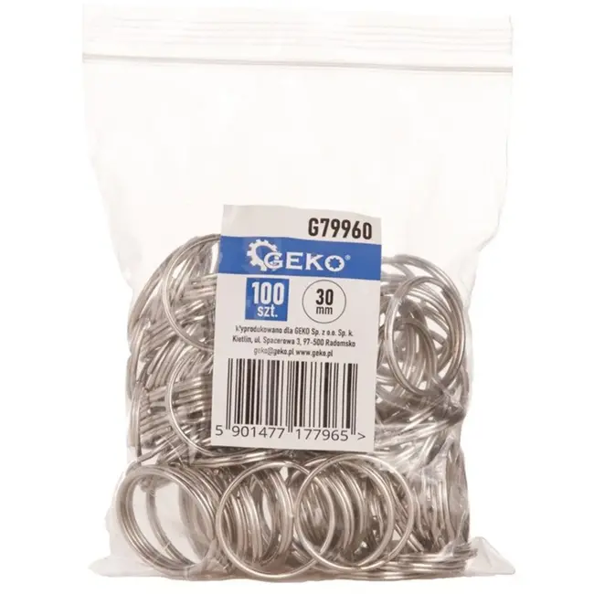 GEKO Metalen sleutelhangers - 30 mm - Set van 100 stuks