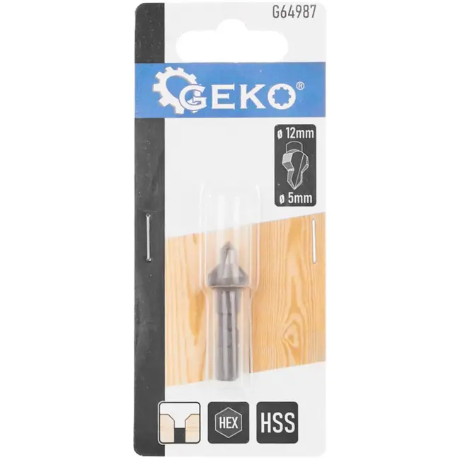 GEKO Countersink boor - HSS staal - 5/12 mm - 45° hoek - Hexagonale schacht
