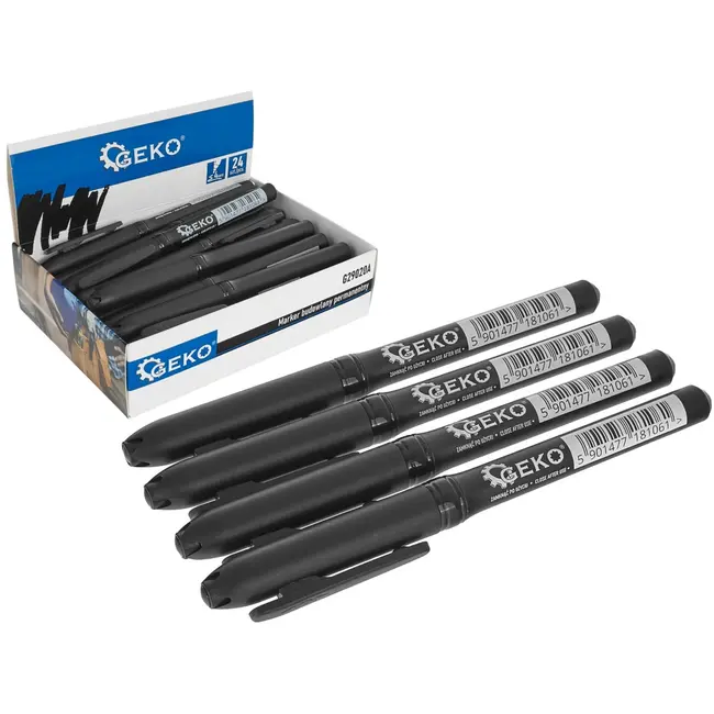 GEKO Zwarte permanente marker - fijne punt - 24 stuks - duurzame markering