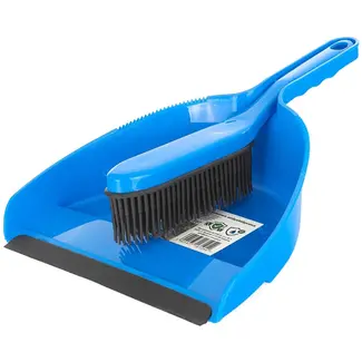 GEKO Antistatische rubberen borstel met stoffer en blik blauw
