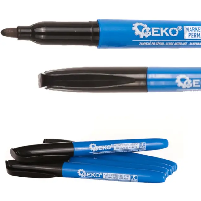 GEKO 5-delige set zwarte markers - fijne punt - duurzaam - 2 mm lijn - weerbestendig