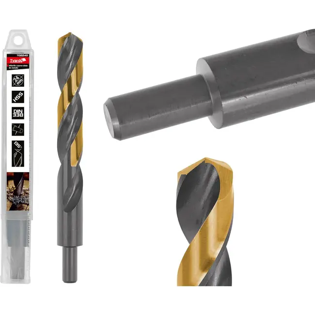 Tvardy Metaalboor - HSS 24 mm - Zwart & Goud - TiN Coating - Voor Moeilijk Bewerkbare Materialen