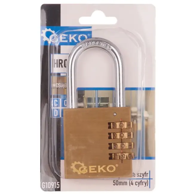 GEKO Messing hangslot - 4-cijferige combinatie - 50 mm - Weerbestendig