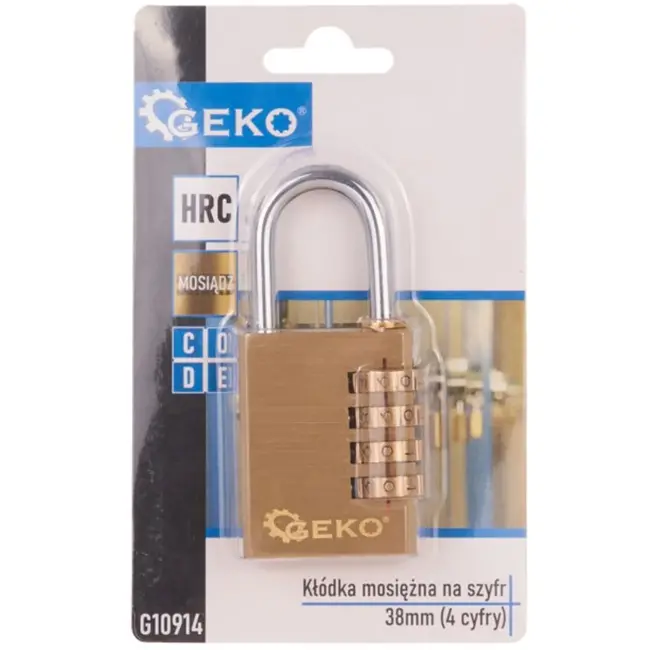 GEKO Brass combinatieslot - 4-cijferig - 38mm - Weerbestendig - 10.000 combinaties