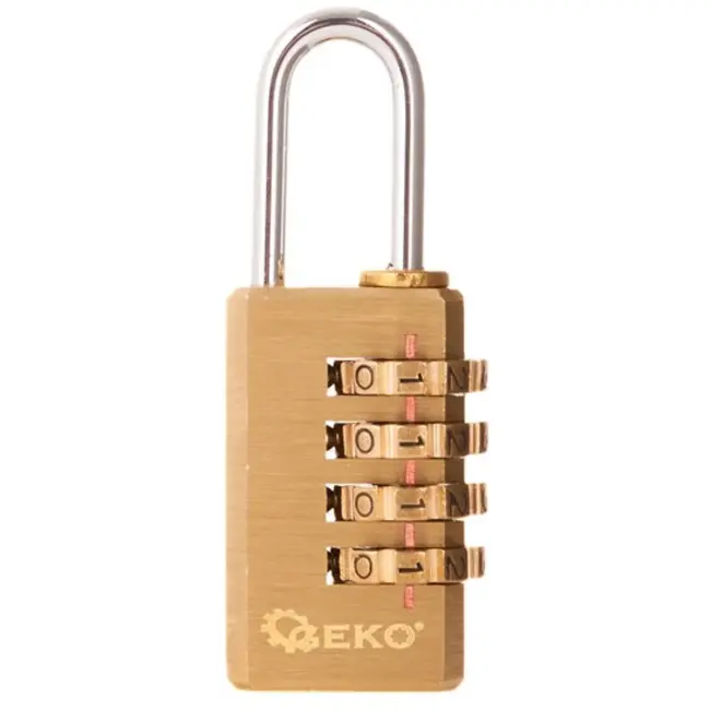 GEKO Messing combinatieslot - 4-cijferig - 21mm - Weerbestendig - 10.000 combinaties