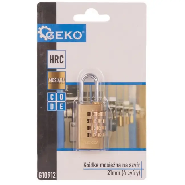 GEKO Messing combinatieslot - 4-cijferig - 21mm - Weerbestendig - 10.000 combinaties