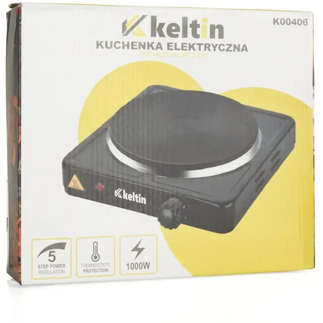 Keltin Compacte elektrische kookplaat - 1000W - draagbaar en krachtig - 5 standen - hittebestendig