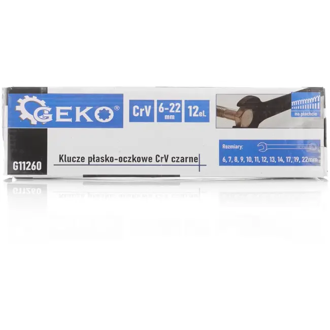 GEKO Combinatiesleutelset - 12-delig - CrV staal - Antikras zwart - 6-22 mm