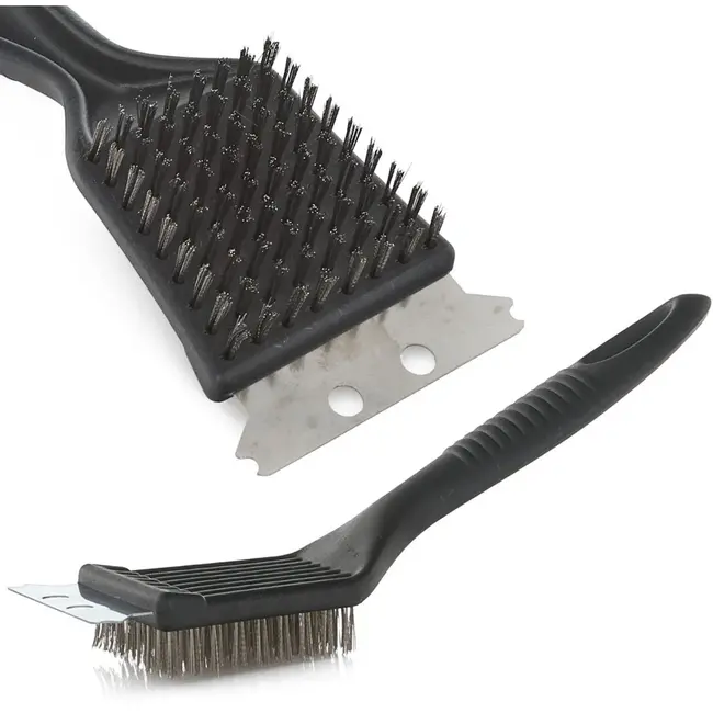 GEKO Barbecue borstel met schraper - 8 rijen staal - Duurzaam en lichtgewicht