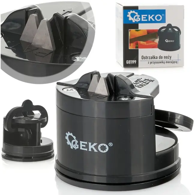 GEKO Handmatige messenslijper - Zuignapbevestiging - Tungsten Carbide - Veilig en Eenvoudig Gebruik