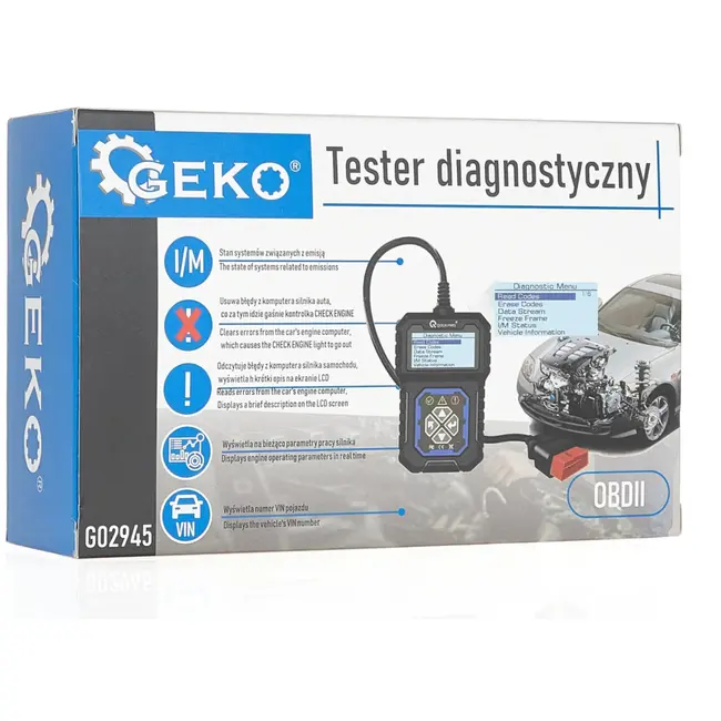 GEKO OBDII codelezer - dual-systeem diagnose - LED-indicatie - 115x70x20mm