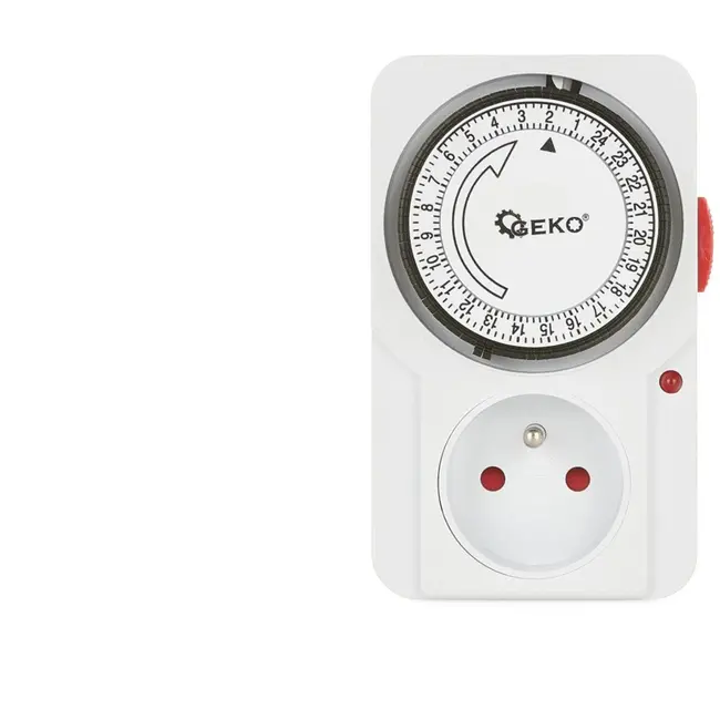GEKO Analoge timer - Energiebesparing - Inbraakalarm - 24-uurs programmering - 230V - Type E plug