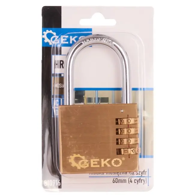 GEKO Messing combinatieslot - 4-cijferig - 60mm - Weerbestendig - 10.000 combinaties