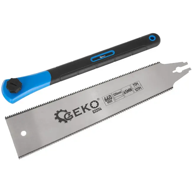 GEKO Japanse zaag - dubbelzijdig - 320mm - ergonomisch - vervangbaar mes - zwart-blauw