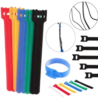 GEKO Klittenband kabelbinders - 12 stuks - 150x12 mm - Meerkleurig - Herbruikbaar en duurzaam
