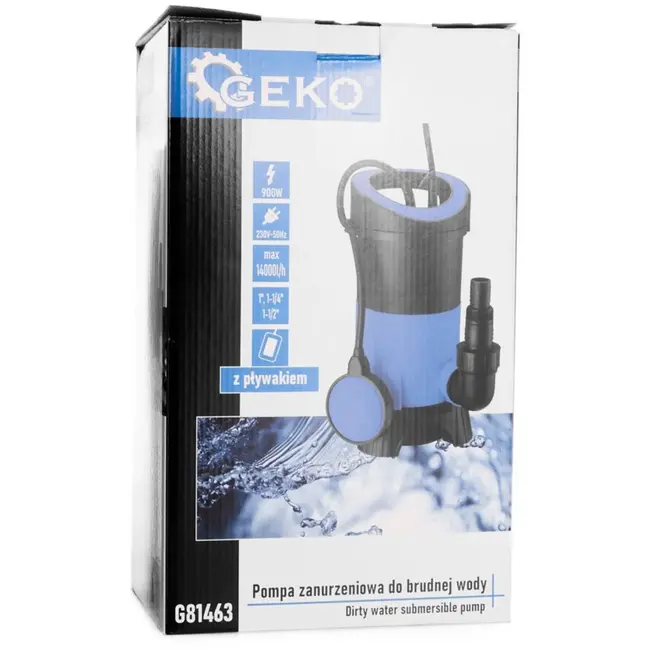 GEKO Krachtige dompelpomp voor vuil water - 900W - Automatische vlotterschakelaar - 14.000 l/u - 7m diepte - 10m kabel