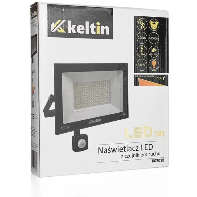 Keltin LED floodlight - 100W - bewegingssensor - warm wit 2700K - IP66 - verstelbaar