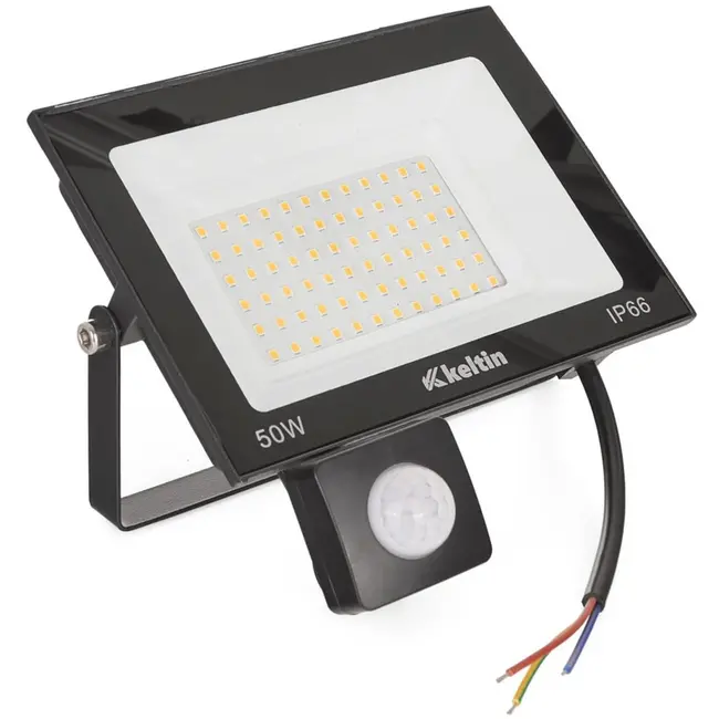 Keltin LED schijnwerper - 50W - bewegingssensor - warm wit - IP66 - 72 LEDs