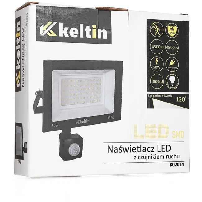 Keltin LED schijnwerper - 50W - bewegingssensor - neutraal wit - IP66 - 16x11,5 cm