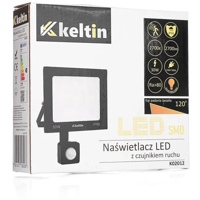 Keltin LED schijnwerper 30W - Bewegingssensor - Warm wit 2700K - IP66 - Verstelbaar frame