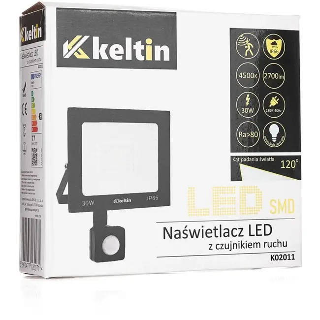 Keltin LED schijnwerper 30W - bewegingssensor - neutraal wit 4500K - IP66 - verstelbaar frame