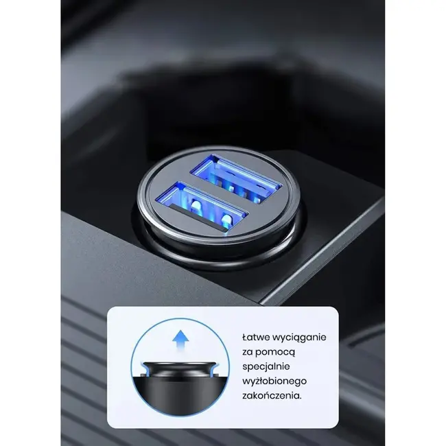 Keltin Mini autolader - 24W - 4.8A - compact - glanzend zwart - dubbele USB-poorten