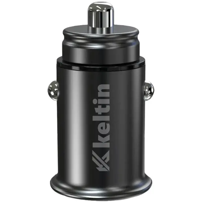 Keltin Mini autolader - 24W - 4.8A - compact - glanzend zwart - dubbele USB-poorten