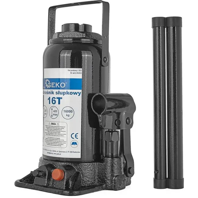 GEKO Hydraulische krik - 16 ton - Compact en Duurzaam - Verstelbare hoogte 22,5-42,5 cm