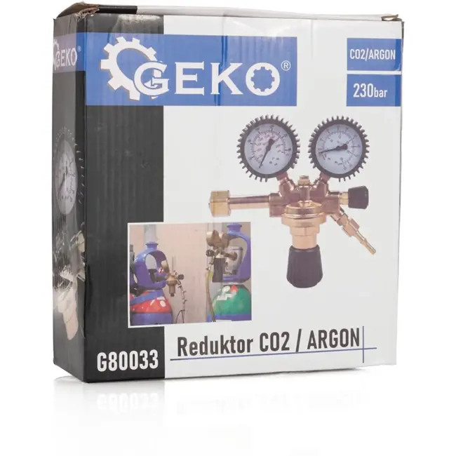 GEKO Regulator voor CO2/Argon - Precieze Controle - Twee Manometers - Beschermende Gumhoesjes
