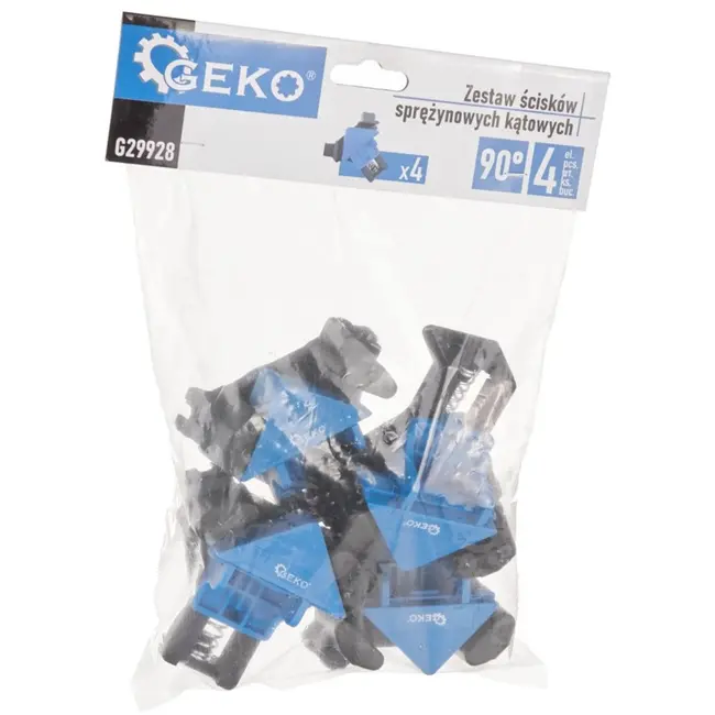 GEKO Hoekveerklemmen - 90 graden - Set van 4 stuks - Voor diktes 5-22 mm - Eenvoudige eenhandsbediening