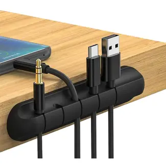 Keltin Kabelhouder - Zelfklevend - 5 Sleuven - Flexibel - Zwart