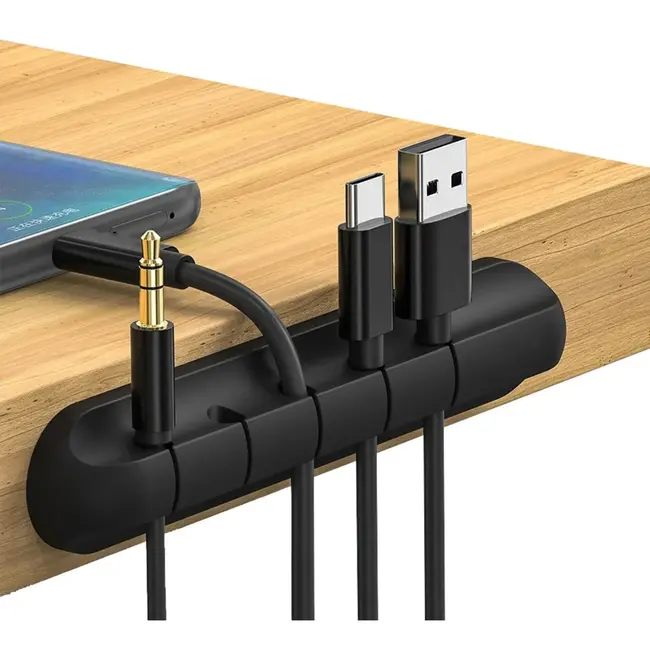 Keltin Kabelhouder - Zelfklevend - 5 Sleuven - Flexibel - Zwart