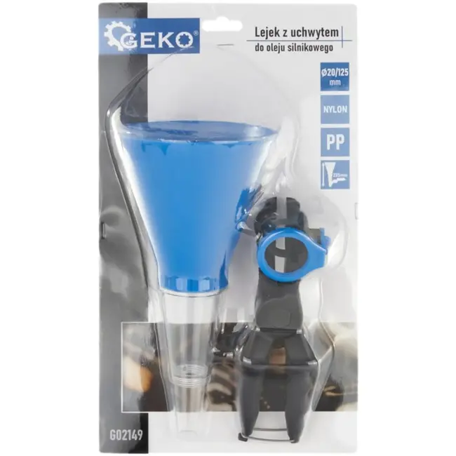 GEKO Trechter met automatische houder - olie- en vloeistofbestendig - transparante onderkant - 125 mm diameter