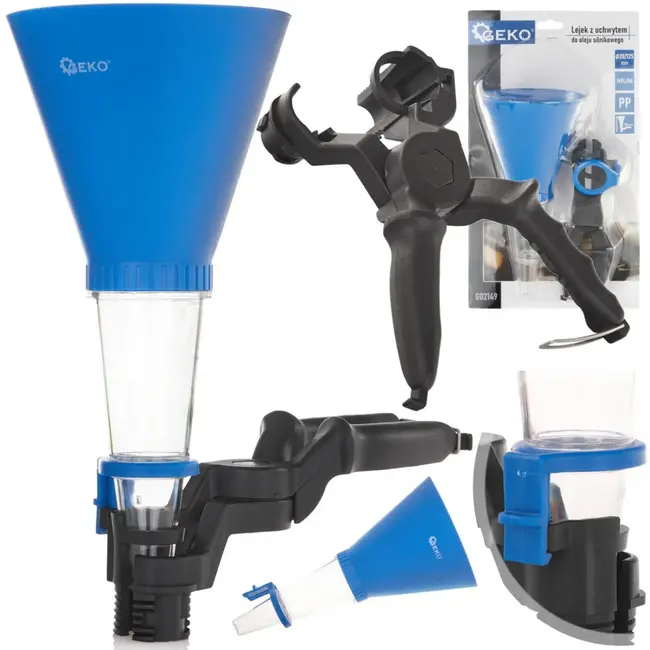 GEKO Trechter met automatische houder - olie- en vloeistofbestendig - transparante onderkant - 125 mm diameter