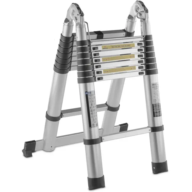 GEKO Telescopische aluminium ladder - 5 meter - 150 kg draagvermogen - Verstelbaar en inklapbaar