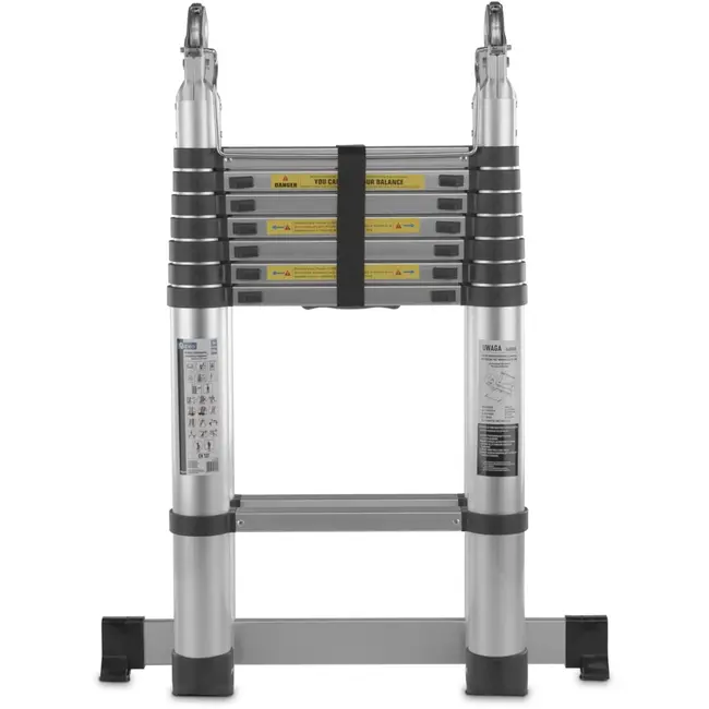 GEKO Telescopische aluminium ladder - 5 meter - 150 kg draagvermogen - Verstelbaar en inklapbaar