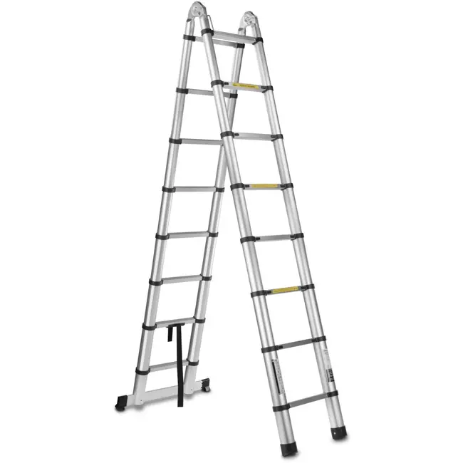 GEKO Telescopische aluminium ladder - 5 meter - 150 kg draagvermogen - Verstelbaar en inklapbaar