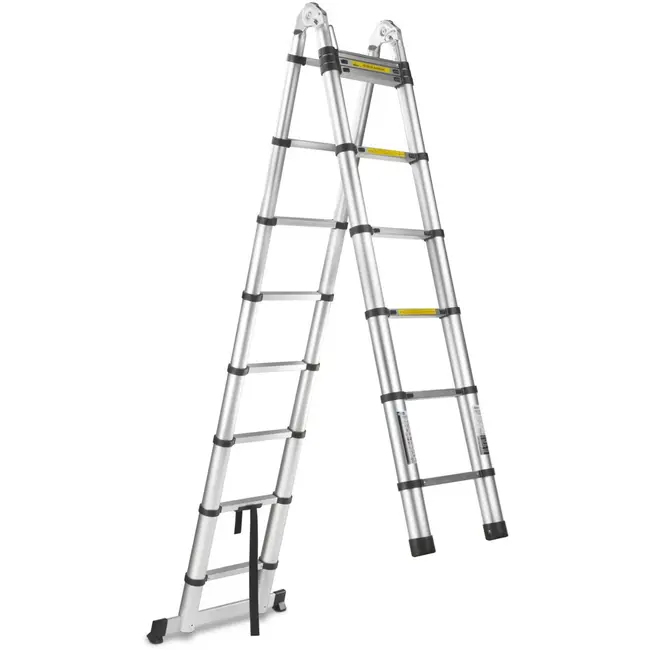 GEKO Telescopische aluminium ladder - 5 meter - 150 kg draagvermogen - Verstelbaar en inklapbaar