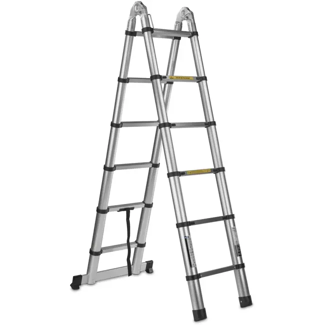 GEKO Telescopische ladder - aluminium - 3,8 m - 150 kg draagvermogen - flexibel verstelbaar