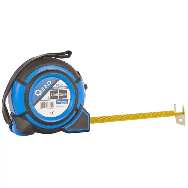 GEKO Dubbelzijdige meetlint - 7,5m x 25mm - Schokbestendige behuizing - Blauw-Zwart - 6 stuks