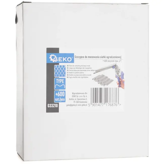 GEKO Hogeringtang met magazijn en 600 nietjes - ergonomisch ontwerp - duurzaam staal