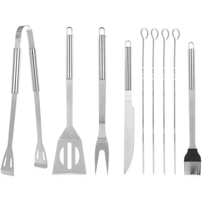 GEKO 10-delige barbecue set - roestvrij staal - ergonomisch ontwerp - modern design