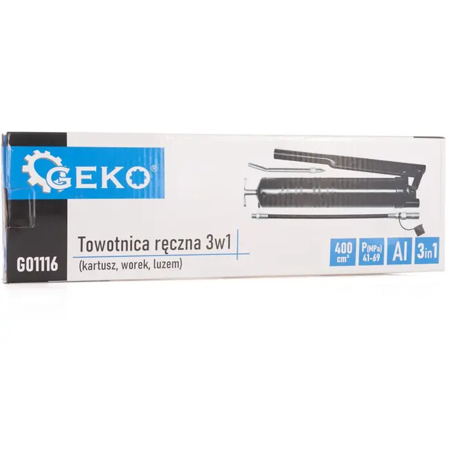 GEKO Handmatige vetspuit - 3-in-1 functionaliteit - 400 cm3 capaciteit - Aluminium - Inclusief twee spuitmonden