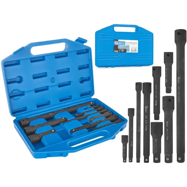 GEKO Impact driver set - 9-delig - CrV staal - Diverse lengtes - Inclusief opbergkoffer