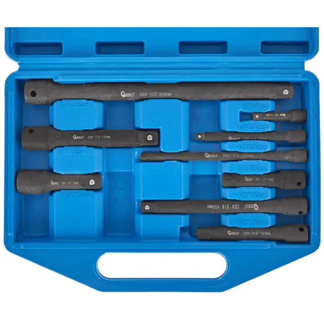 GEKO Impact driver set - 9-delig - CrV staal - Diverse lengtes - Inclusief opbergkoffer
